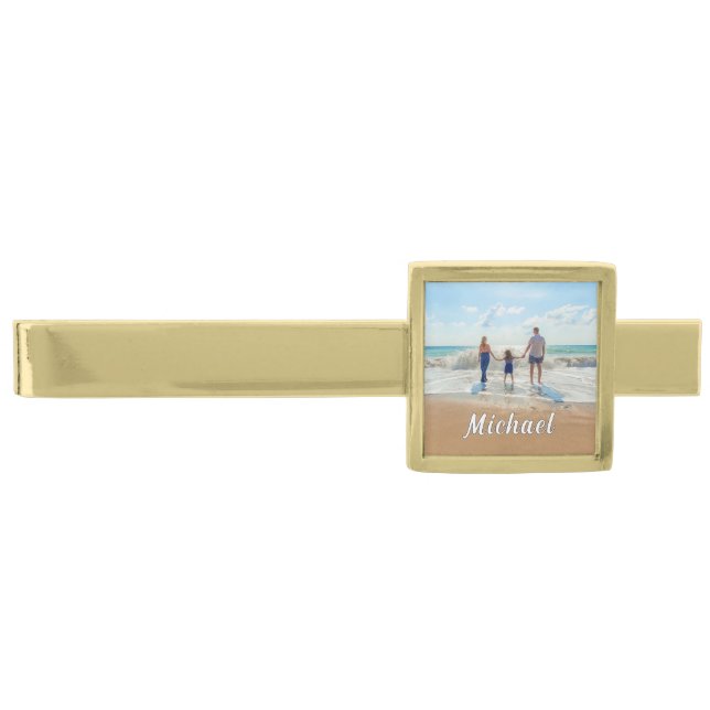 Personalized Your Photo Tie Bar with Custom Name (Front)
