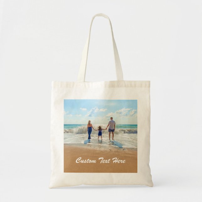 Personalized Your Photo Tote Bag with Custom Text (Front)