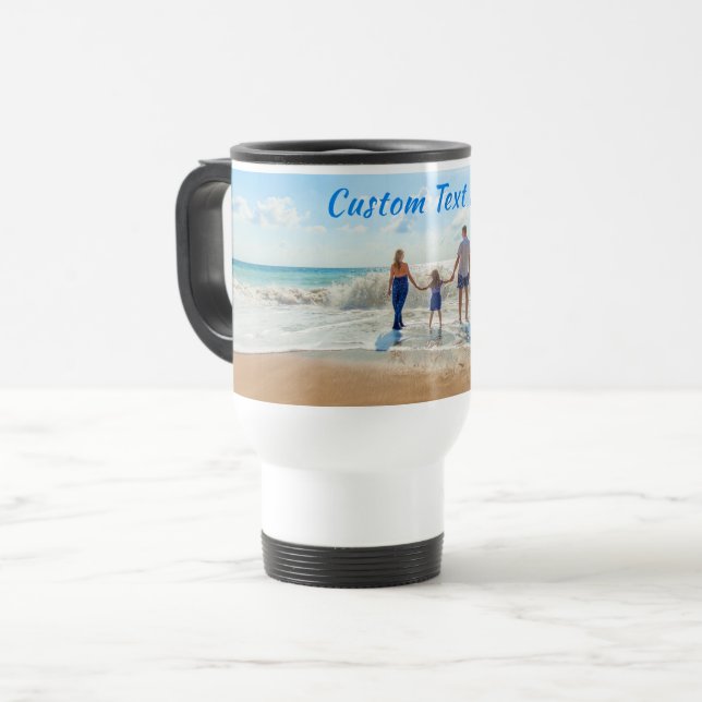 Personalized Your Photo Travel Mug and Custom Text (Front Left)