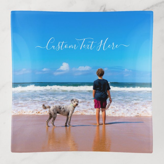 Personalized Your Photo Trinket Tray Custom Text (Front)