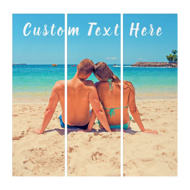 Personalized Your Photo Triptych with Custom Text (Front)
