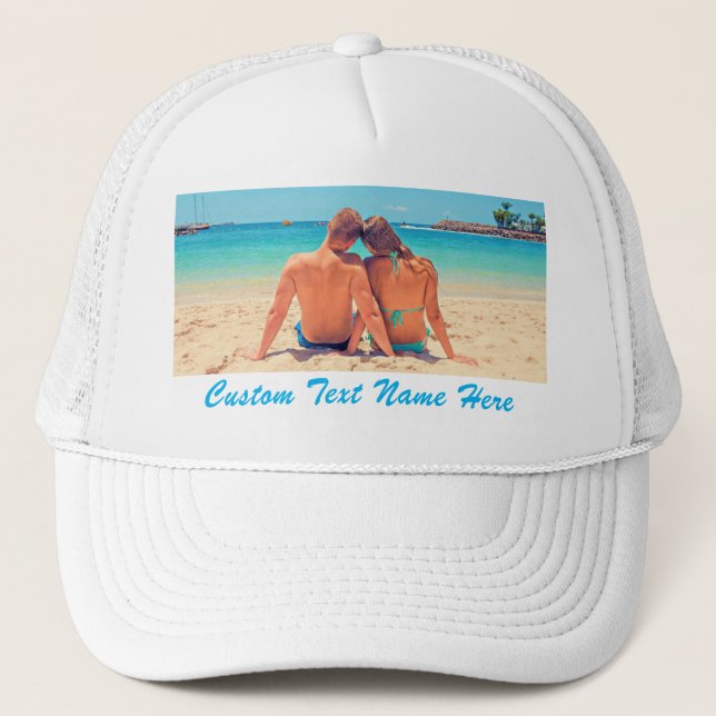 Personalized Your Photo Trucker Hat Custom Text (Front)