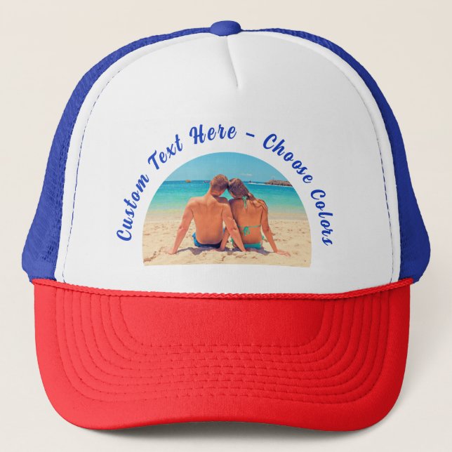 Personalized Your Photo Trucker Hat Custom Text (Front)