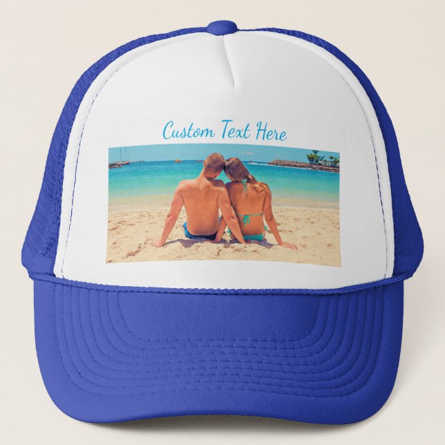 Personalized Your Photo Trucker Hat Custom Text (Front)