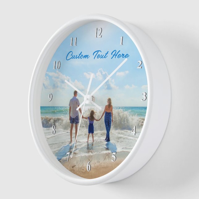 Personalized Your Photo Wall Clock and Custom Text (Angle)