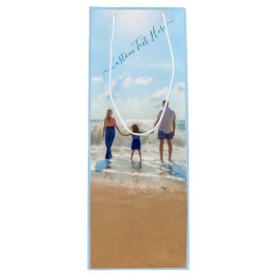 Personalized Your Photo Wine Gift Bag Custom Text