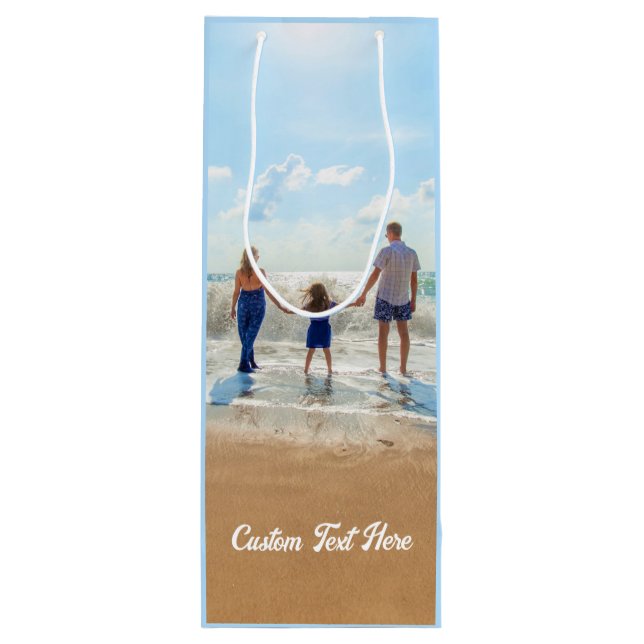 Personalized Your Photo Wine Gift Bag Custom Text (Back)