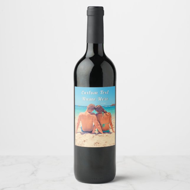 Personalized Your Photo Wine Labels Custom Text (Front)