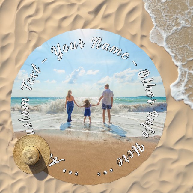Personalized Your Photo with Custom Text Beach Towel (Beach)