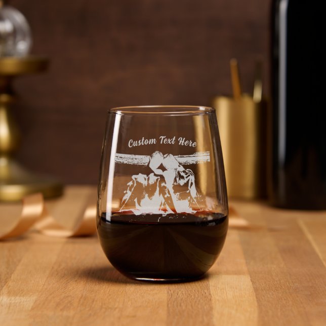 Personalized Your Photo with Custom Text Stemless Wine Glass (Party)