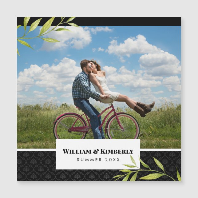 Personalized Your Photo with Laurel and Damask (Front)