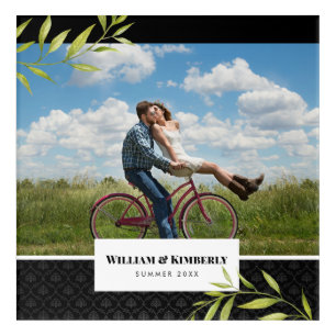 Personalized Your Photo with Laurel and Damask Acrylic Print