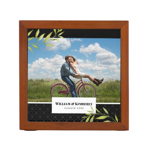 Personalized Your Photo with Laurel and Damask Desk Organizer