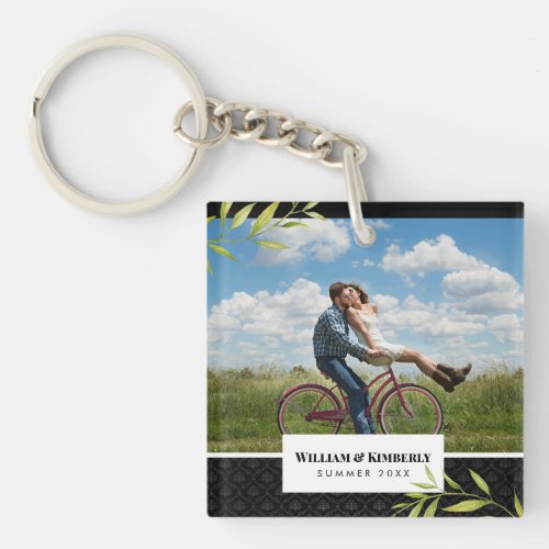 Personalized Your Photo with Laurel and Damask Keychain