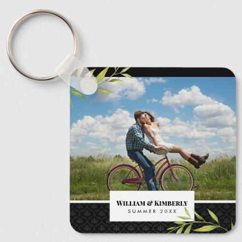 Personalized Your Photo with Laurel and Damask Keychain
