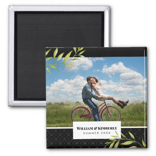 Personalized Your Photo with Laurel and Damask Magnet
