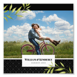 Personalized Your Photo with Laurel and Damask Print