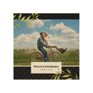 Personalized Your Photo with Laurel and Damask Wood Wall Art
