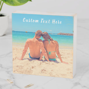 Personalized Your Photo Wooden Gift Custom Text Box Sign