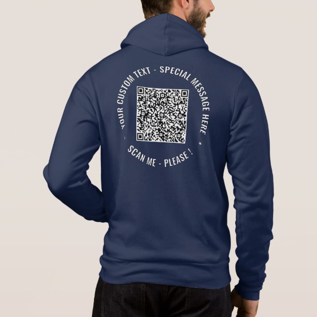 Personalized Your QR Code and Custom Text Hoodie (Back)