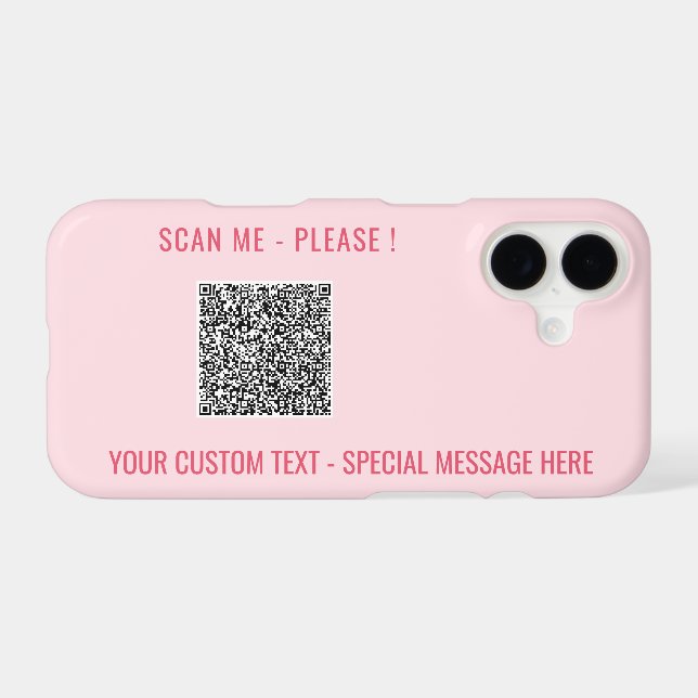 Personalized Your QR Code Custom Text iPhone Case (Back Horizontal)