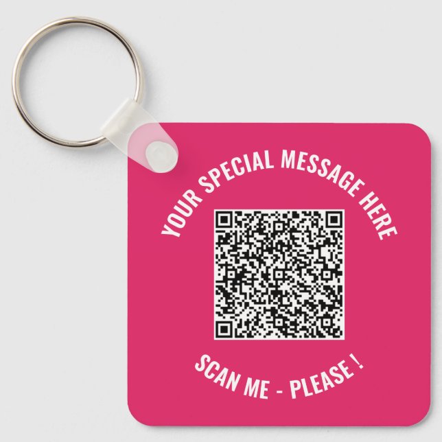Personalized Your QR Code Custom Text Keychain (Front)