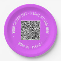 Personalized Your QR Code Custom Text Paper Plates