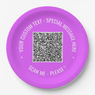 Personalized Your QR Code Custom Text Paper Plates