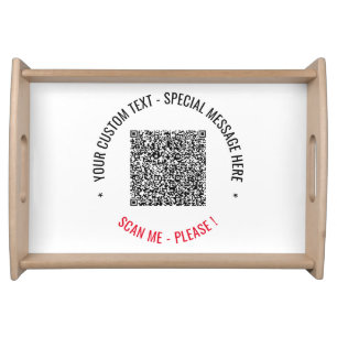 Personalized Your QR Code Custom Text Serving Tray