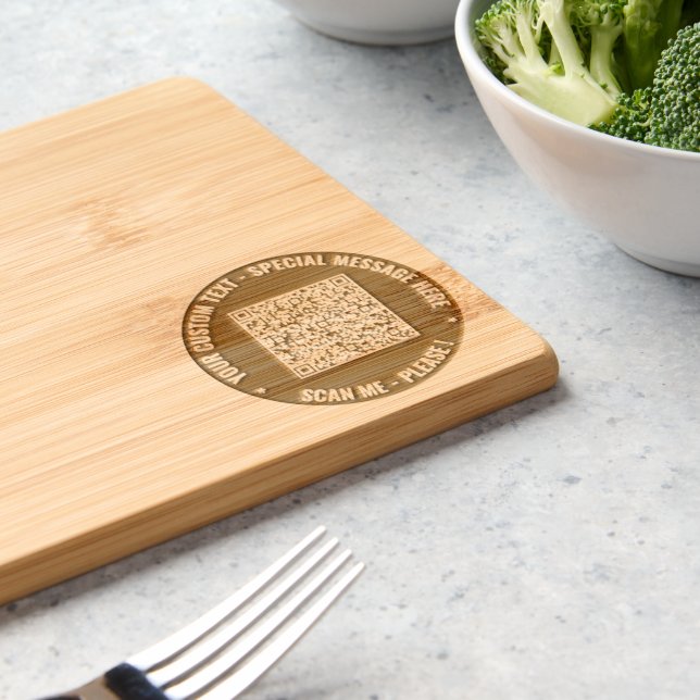 Personalized Your QR Code Scan Info Custom Text Engraved Cutting Board (Kitchen)
