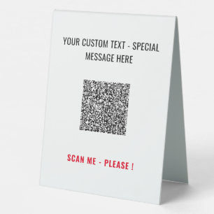 Personalized Your QR Code Table Tent Sign Example