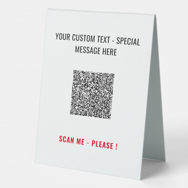 Personalized Your QR Code Table Tent Sign Example (Back)