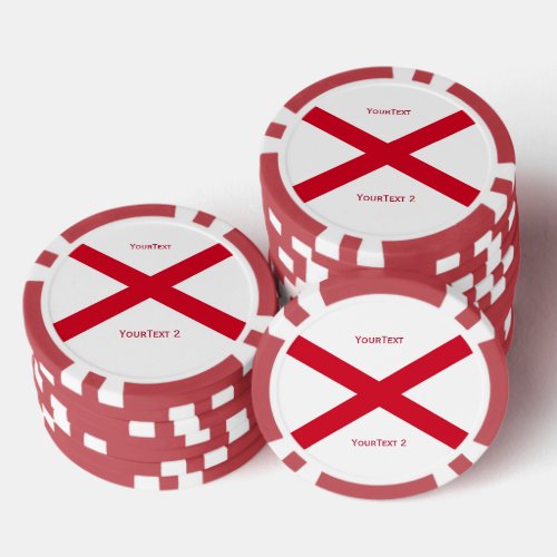 Personalized Your Text Alabama State Flag on a Poker Chips