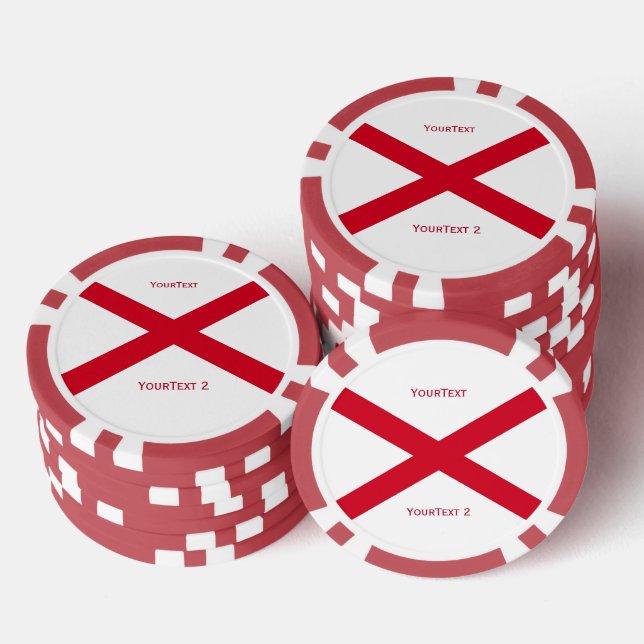 Personalized Your Text Alabama State Flag on a Poker Chips (Stack)