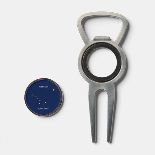 Personalized Your Text Alaska State Flag on a Divot Tool