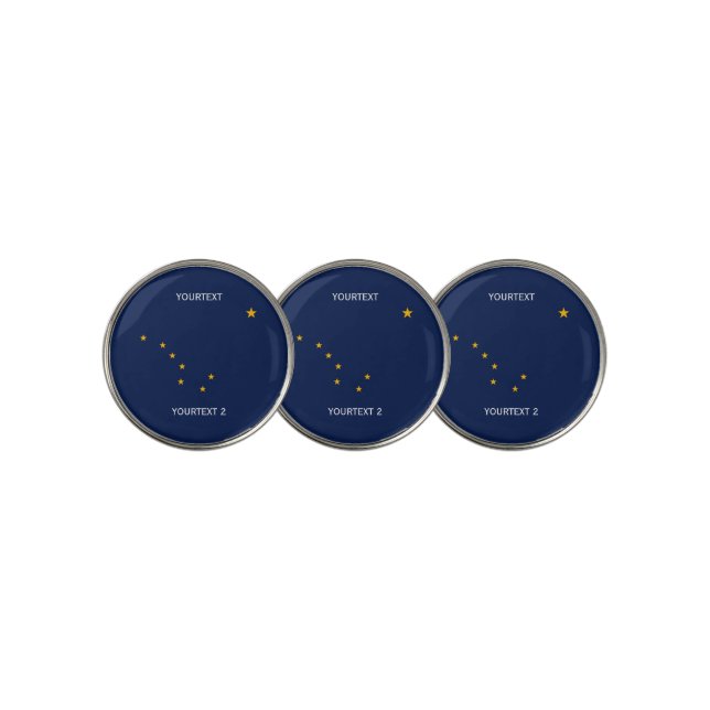 Personalized Your Text Alaska State Flag on a Golf Ball Marker (3 Up)