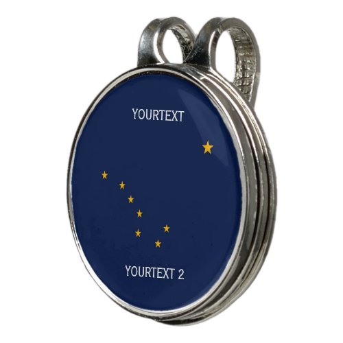 Personalized Your Text Alaska State Flag on a Golf Hat Clip