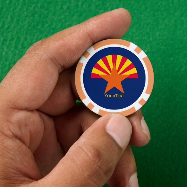 Personalized Your Text Arizona State Flag on a Poker Chips (Hand)