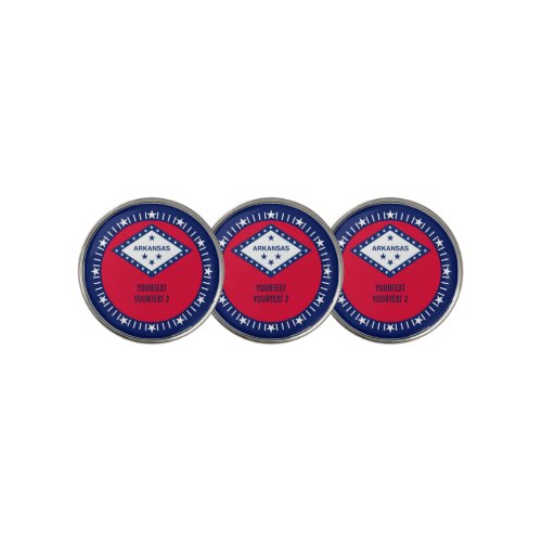 Personalized Your Text Arkansas State Flag on a Golf Ball Marker