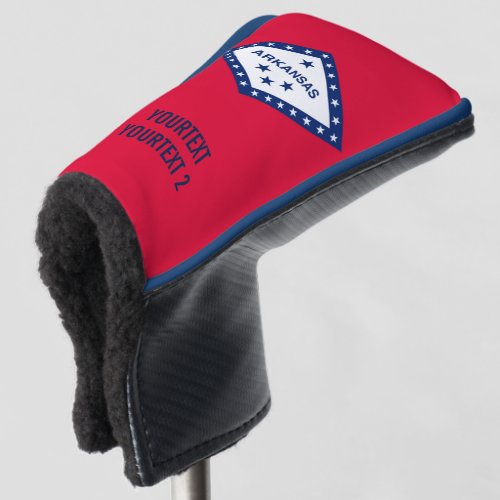 Personalized Your Text Arkansas State Flag on a Golf Head Cover