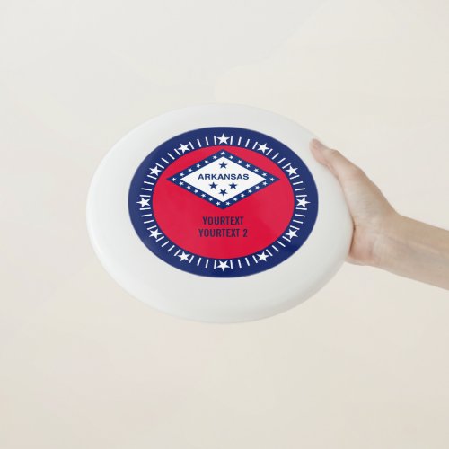 Personalized Your Text Arkansas State Flag on a Wham_O Frisbee