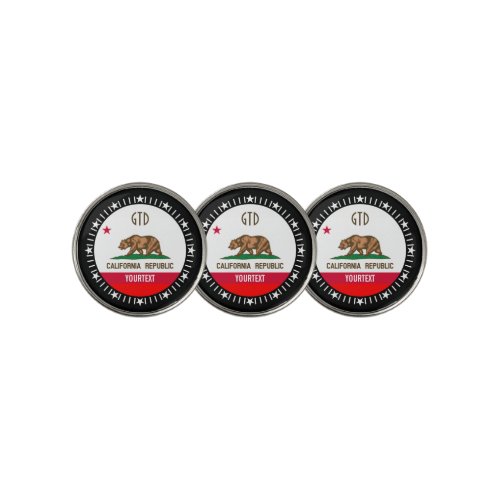 Personalized Your Text California State Flag on a Golf Ball Marker
