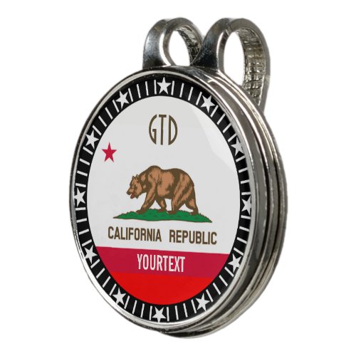 Personalized Your Text California State Flag on a Golf Hat Clip