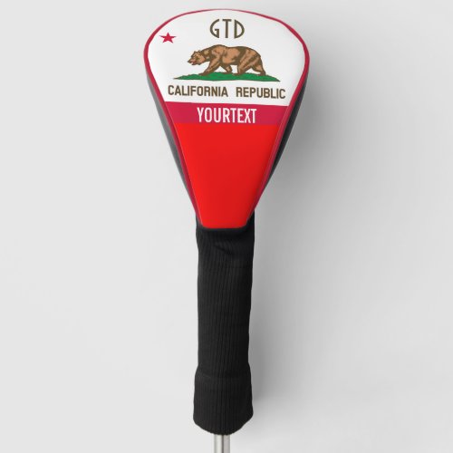 Personalized Your Text California State Flag on a Golf Head Cover