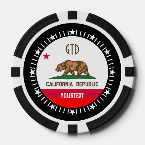 Personalized Your Text California State Flag on a Poker Chips