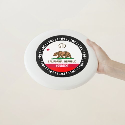 Personalized Your Text California State Flag on a Wham_O Frisbee