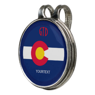 Personalized Your Text Colorado State Flag on a Golf Hat Clip
