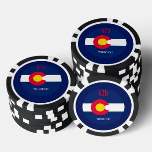 Personalized Your Text Colorado State Flag on a Poker Chips