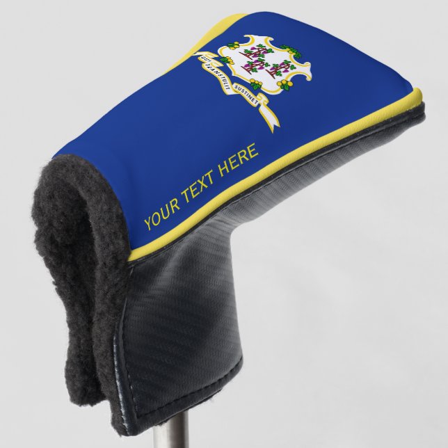 Personalized Your Text Connecticut State Flag on a Golf Head Cover (3/4 Front)