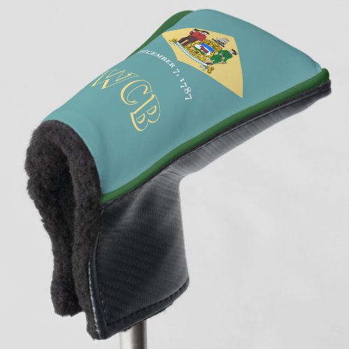 Personalized Your Text Delaware State Flag on a Golf Head Cover